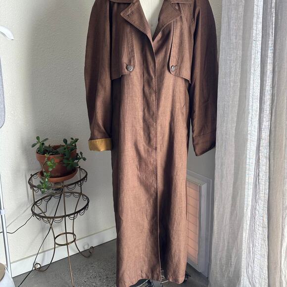Gantos Women’s 12 Trench Brown Vintage Long Trench Coat - Picture 1 of 6